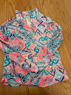 Lilly Pulitzer Bright Multicolor Printed Top - Teal, Coral & Navy